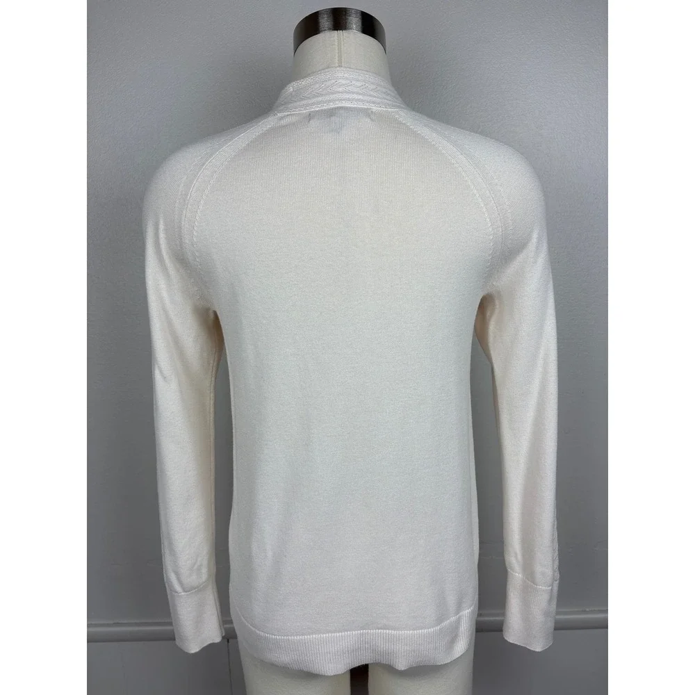 Banana Republic Factory Pointelle Trim Sweater Size S Cream Mock Neck Twee Cute - Picture 11 of 17